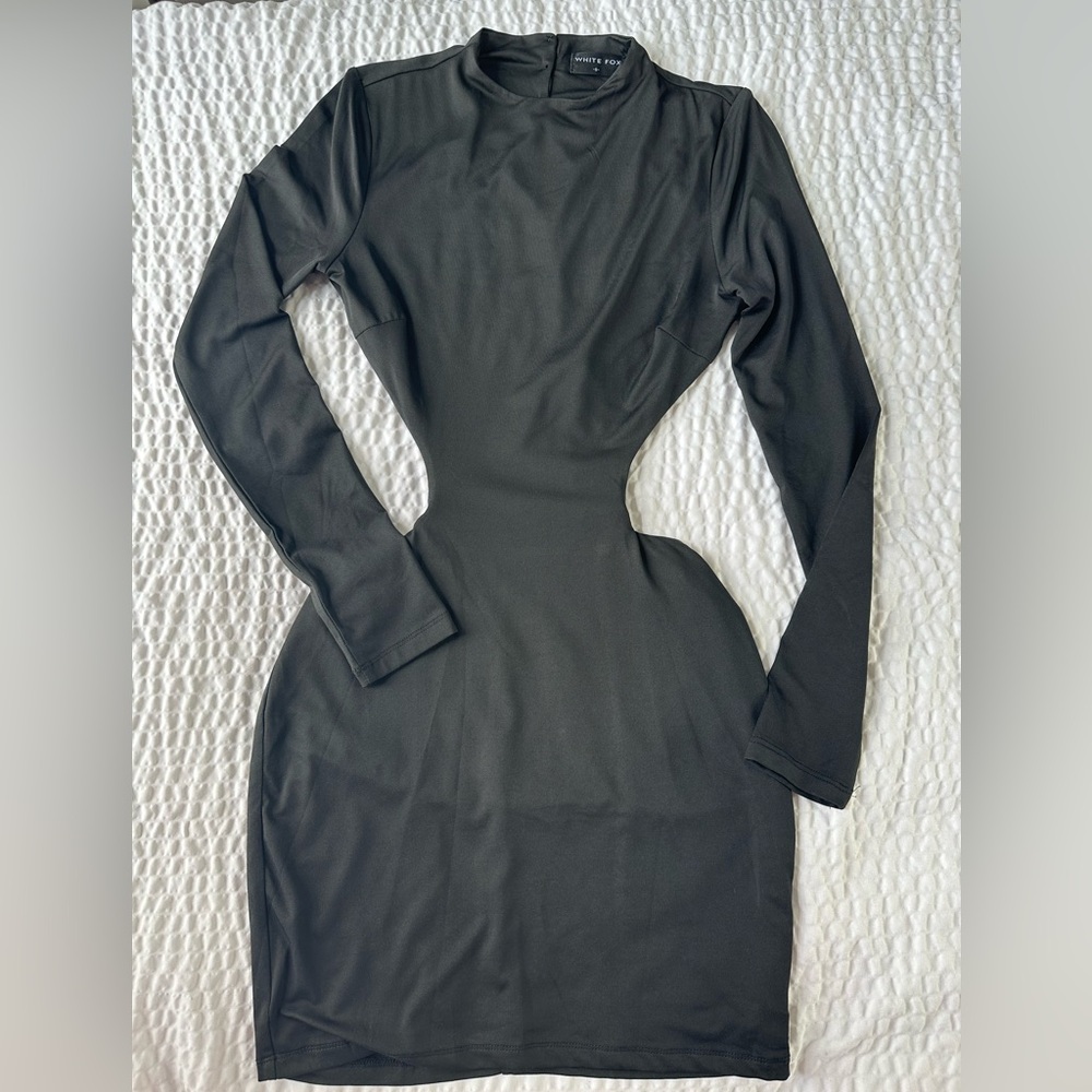 Long sleeve Mini  Bodycon Dress With Open Back